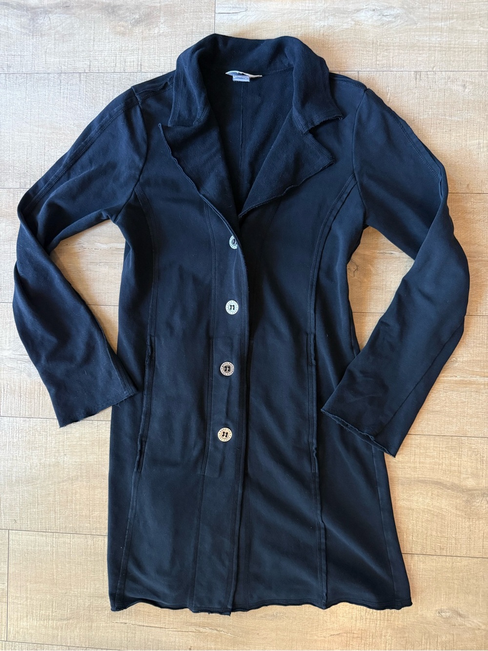 Y2K Hard Tail Forever French Terry Gallery duster raw hem USA made Black sz Med